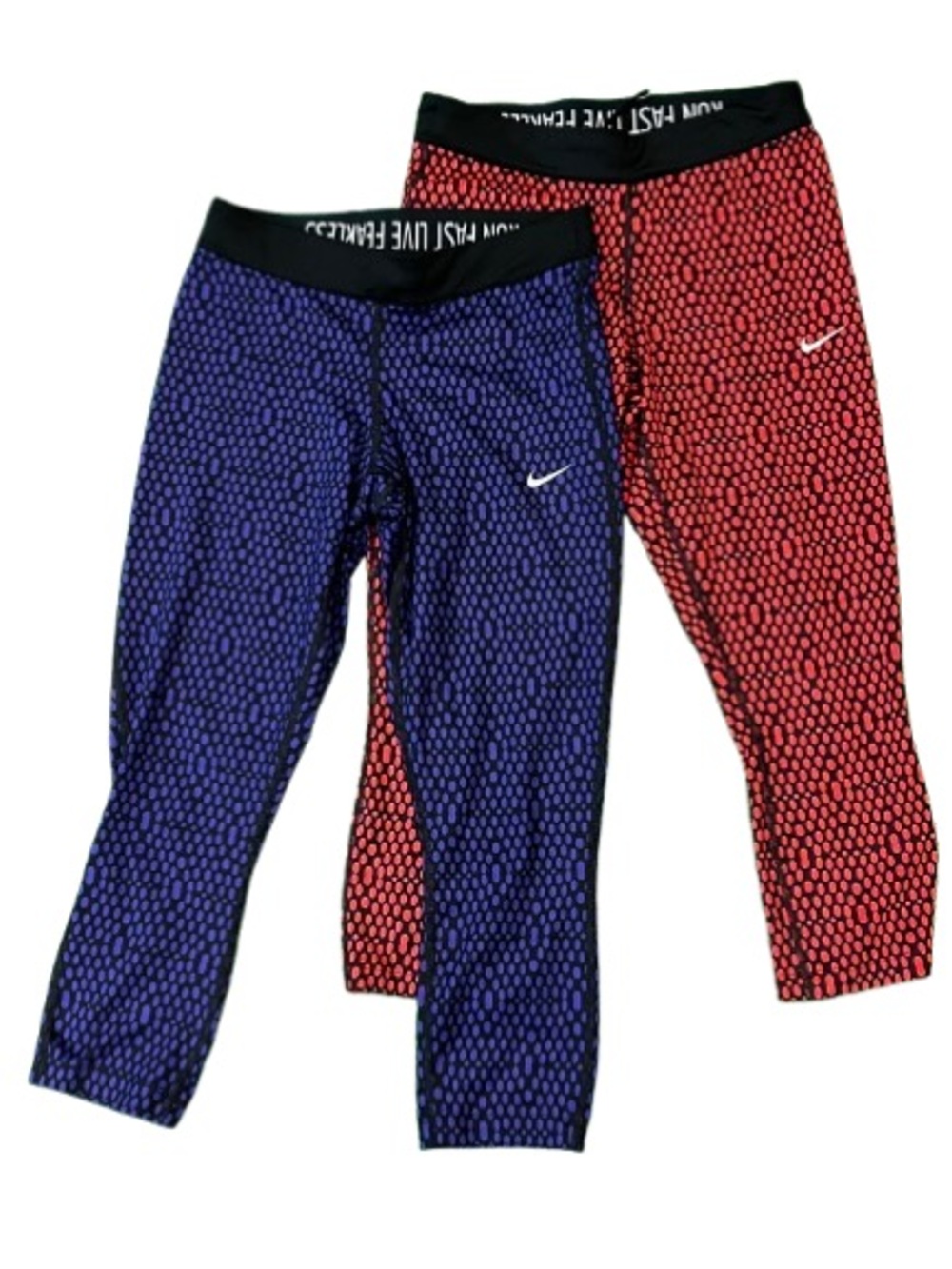 S Nike Dri-FIT Women’s 2 Piece Lot Bundle Pattern Cropped Leggings Purple & Red
